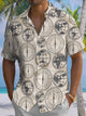 Alohadaddy® Vintage Nautical Geometric Art Print Chest Pocket Men's Short Sleeve Shirt Big & Tall