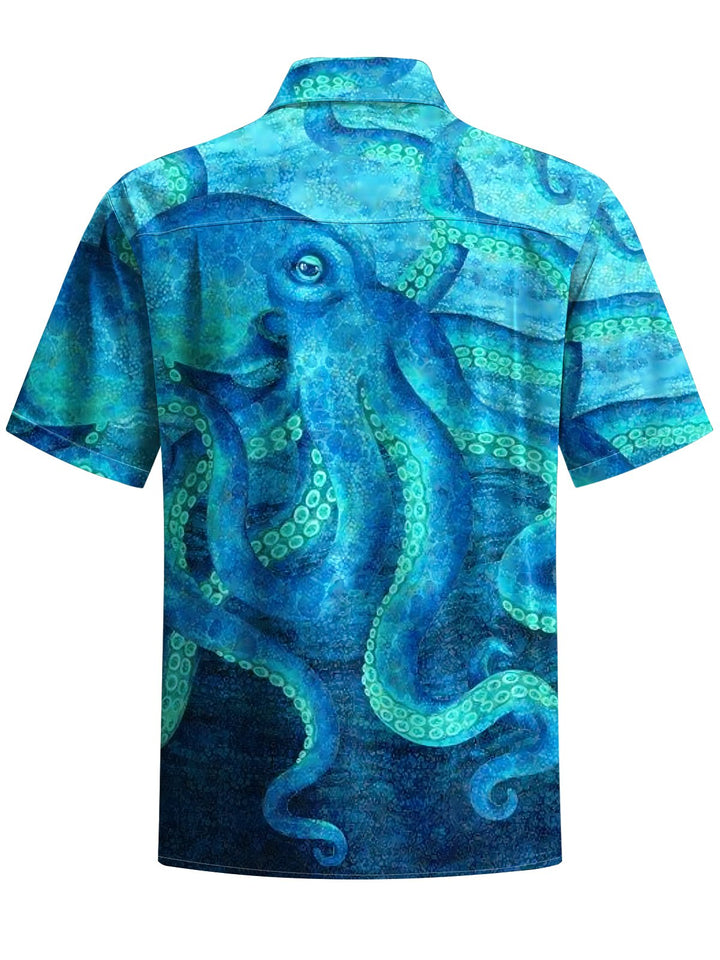 Alohadaddy® Hawaiian Octopus Art Print Chest Pocket Men&