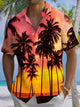 Alohadaddy® Hawaiian Coconut Tree Art Print Chest Pocket Men's Short Sleeve Shirt Big & Tall