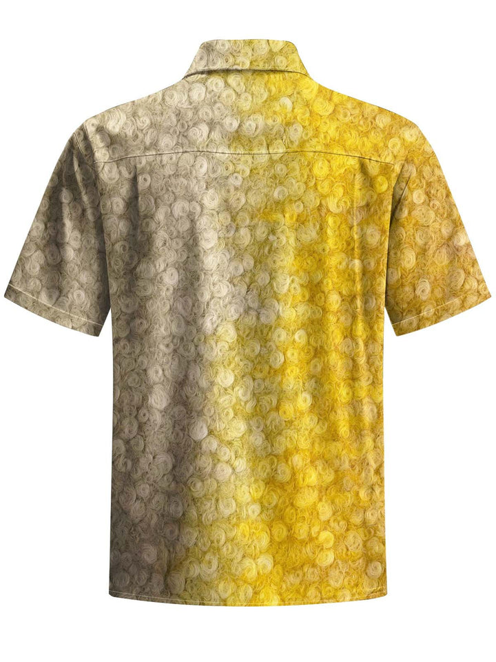 Alohadaddy® Casual Ombre Textured Printed Artwork Chest Pocket Stretch Men&