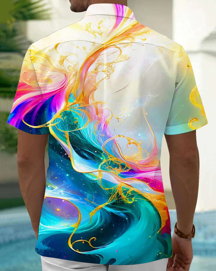 Alohadaddy® Casual Abstract Texture Print Pocket Button Men&