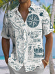 Alohadaddy® Casual Nautical Compass Printed Art Chest Pocket Men's Short Sleeve Shirt Big & Tall