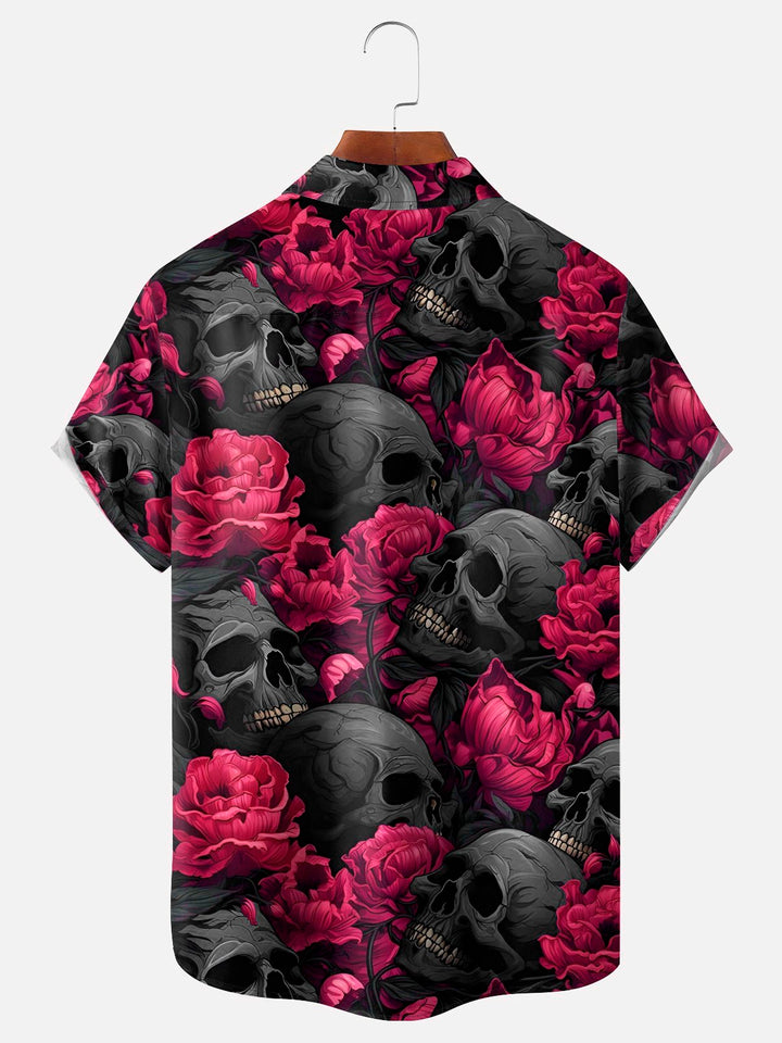 Alohadaddy Retro Halloween Skull Rose Flower 3D Digital Print Men&