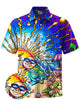 Alohadaddy® Hawaii Surf Graffiti Print Chest Pocket Stretch Men's Short Sleeve Shirt Big & Tall