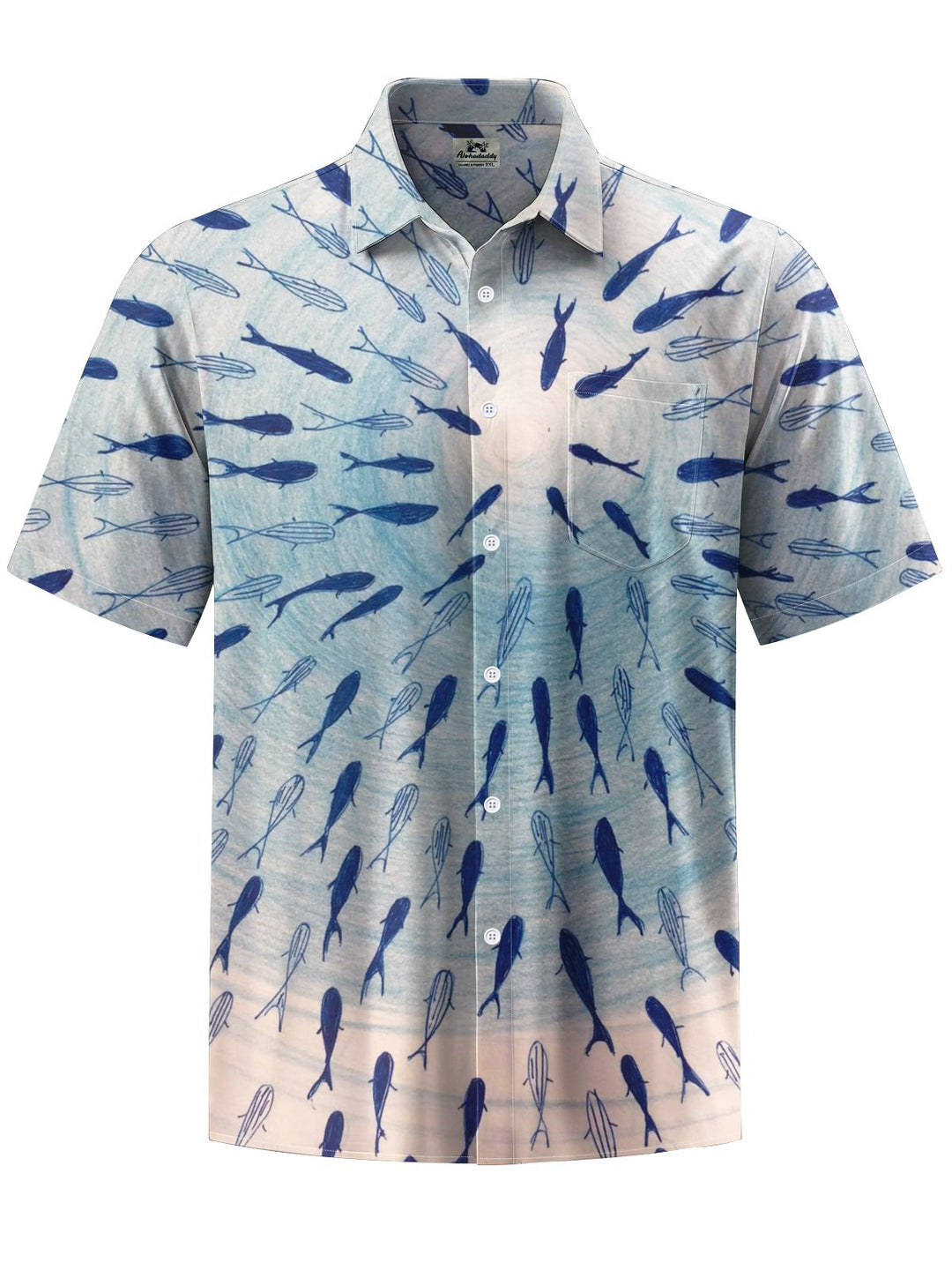 Alohadaddy® Vintage Fish Art Print Chest Pocket Mens Short Sleeve Shirt Big &amp; Tall