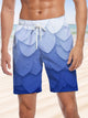 Alohadaddy® Hawaiian Leaves Gradient Art Print Men's Beach Shorts Big & Tall