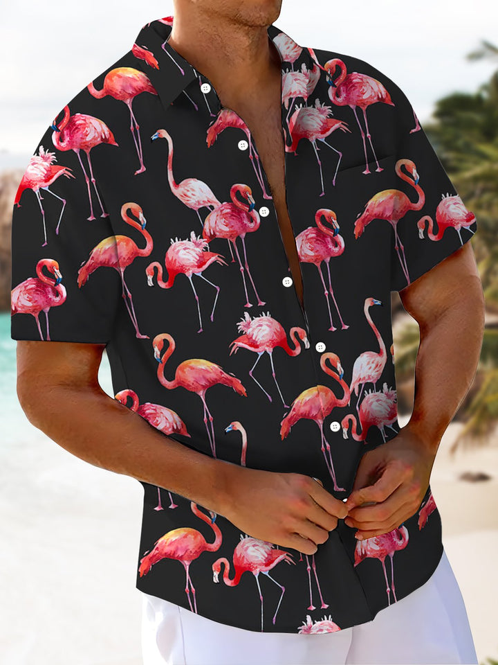 Alohadaddy® Hawaiian Flamingo Art Print Chest Pocket Men&
