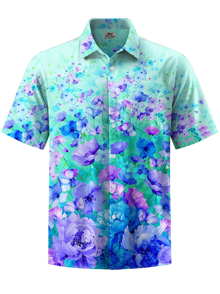 Alohadaddy® Hawaiian Floral Art Print Chest Pocket Men&