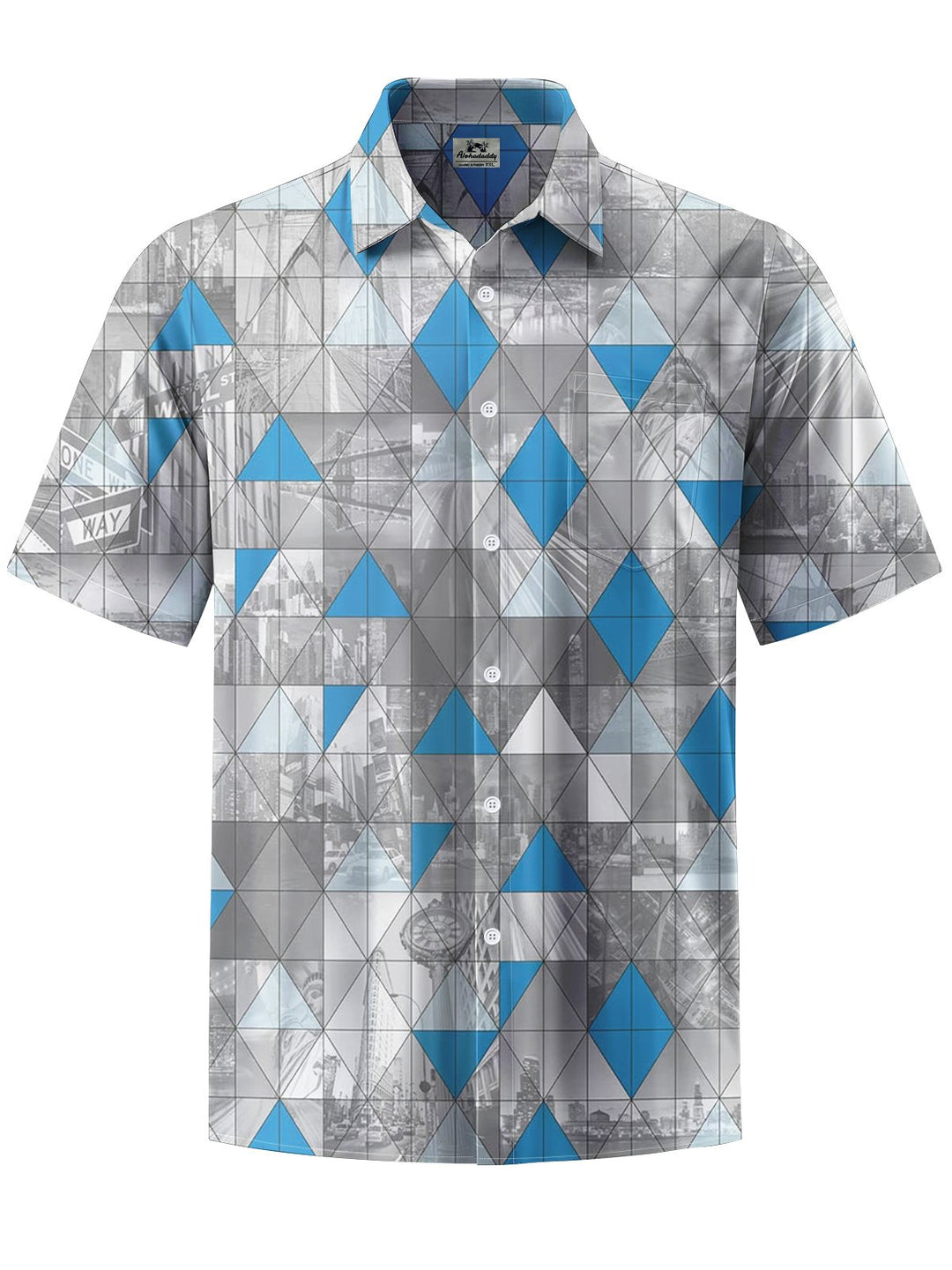 Alohadaddy® Casual Geometric Diamond Art Print Chest Pocket Men&
