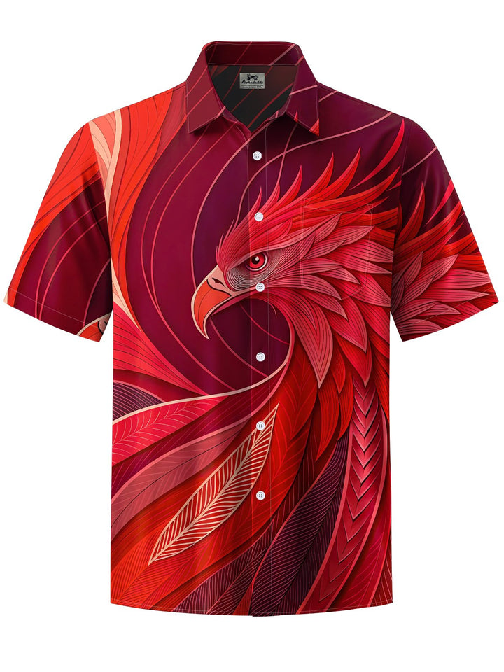 Alohadaddy® Casual Phoenix Art Print Chest Pocket Men&