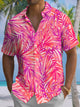 Alohadaddy® Men's Casual Leaf Art Print Chest Pocket Stretch Short Sleeve Shirt Big & Tall