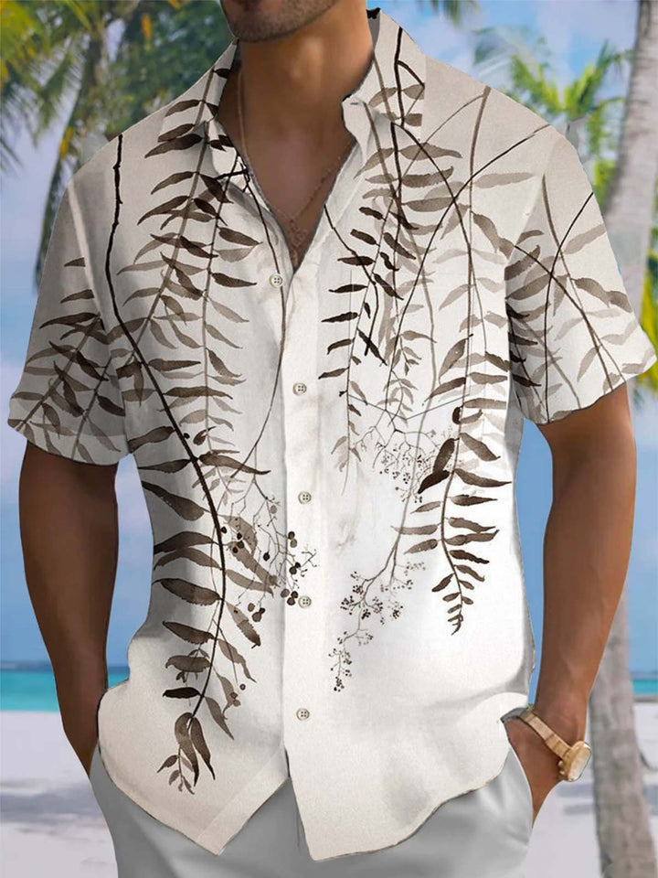 Alohadaddy® Casual Leaf Print Art Pocket Elastic Men&