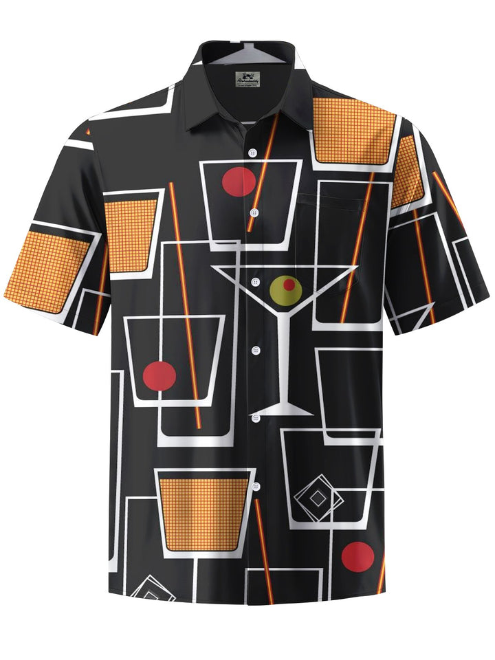Alohadaddy® Casual Cocktail Geometric Print Stretch Pocket Button Men&
