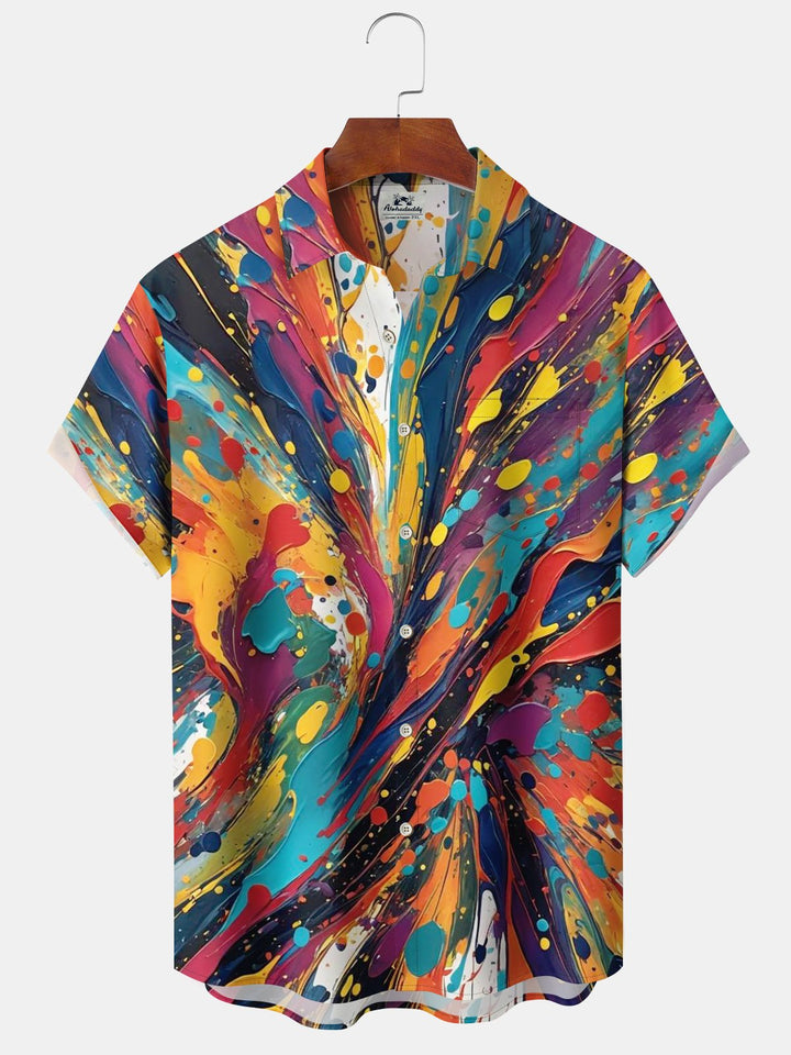 Alohadaddy® Retro Abstract Painting Print Pocket Elastic Button Men&