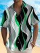 Alohadaddy® Retro Abstract Gradient Art Print Men's Button Pocket Short Sleeve Shirt Big & Tall