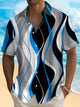 Alohadaddy® Retro Abstract Gradient Art Print Men's Button Pocket Short Sleeve Shirt Big & Tall