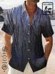Alohadaddy Black Linen Vintage Stripe Print Chest Bag Linen Shirt Plus Size Shirt