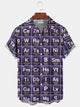 Alohadaddy Vintage Letters 3D Digital Print Men's Button Pocket Short Sleeve Shirt Big & Tall