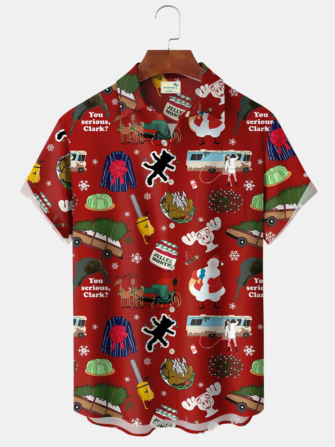 Alohadaddy Christmas Button Pocket Casual Short Sleeve Shirt
