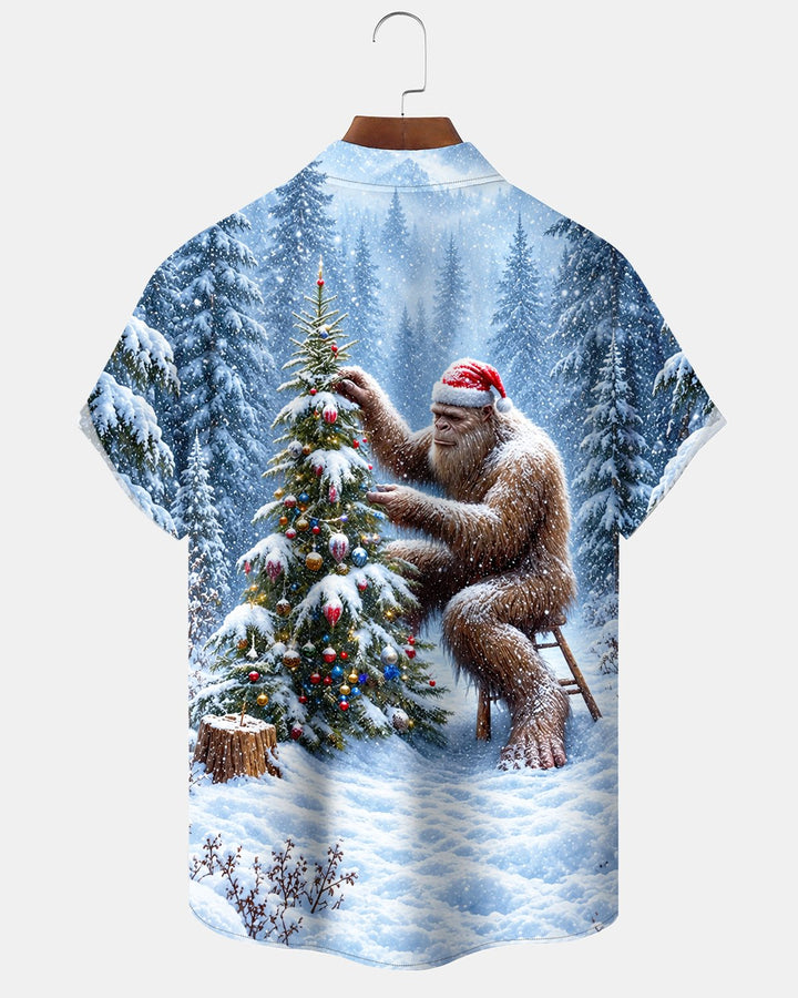 Alohadaddy® Holiday Christmas Gorilla Snow Christmas Tree Print Men&