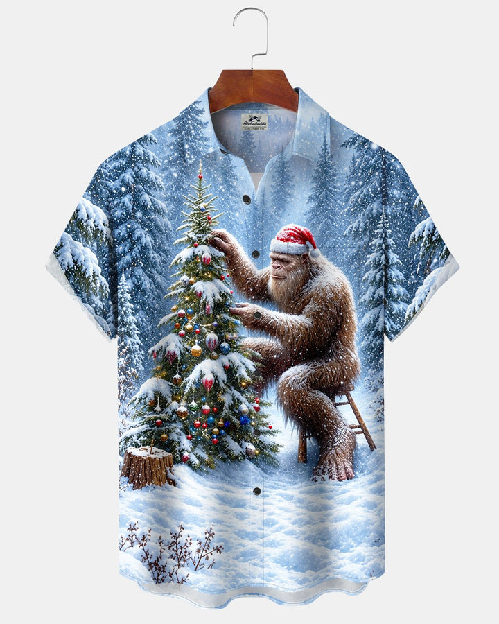 Alohadaddy® Holiday Christmas Gorilla Snow Christmas Tree Print Men&