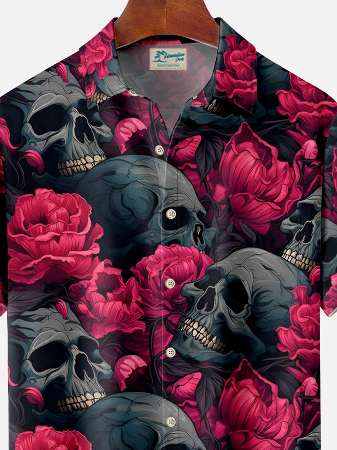 Alohadaddy Retro Halloween Skull Rose Flower 3D Digital Print Men&