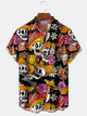 Alohadaddy Holiday Collection Day Of The Dead Skull Art Button Cardigan Pocket Stretch Large Size Long Short Sleeve Shirt