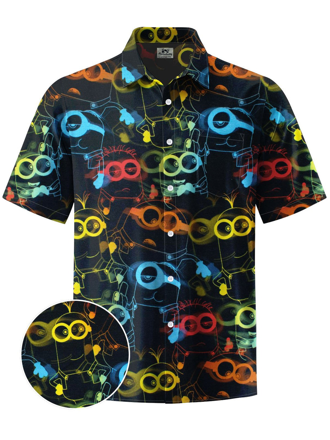 Alohadaddy® Casual Cartoon Print Chest Pocket Men&