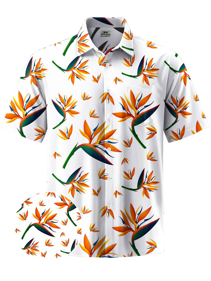 Alohadaddy® Hawaiian Crane Orchid Printed Moisture Wicking Men&