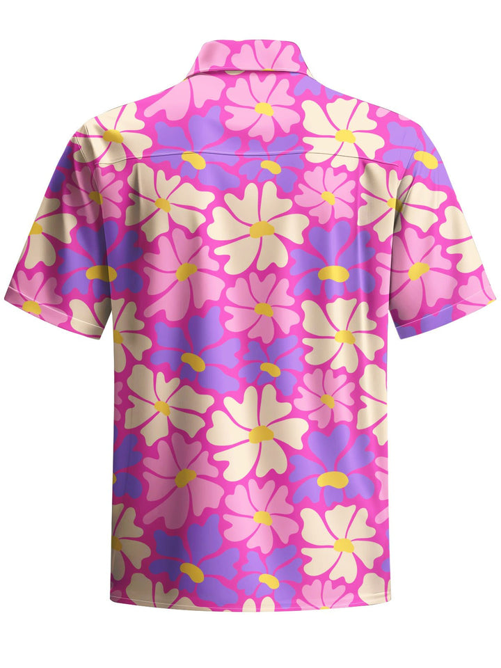 Alohadaddy® Hawaiian Flowers Print Chest Pocket Mens Short Sleeve Shirt Big &amp; Tall
