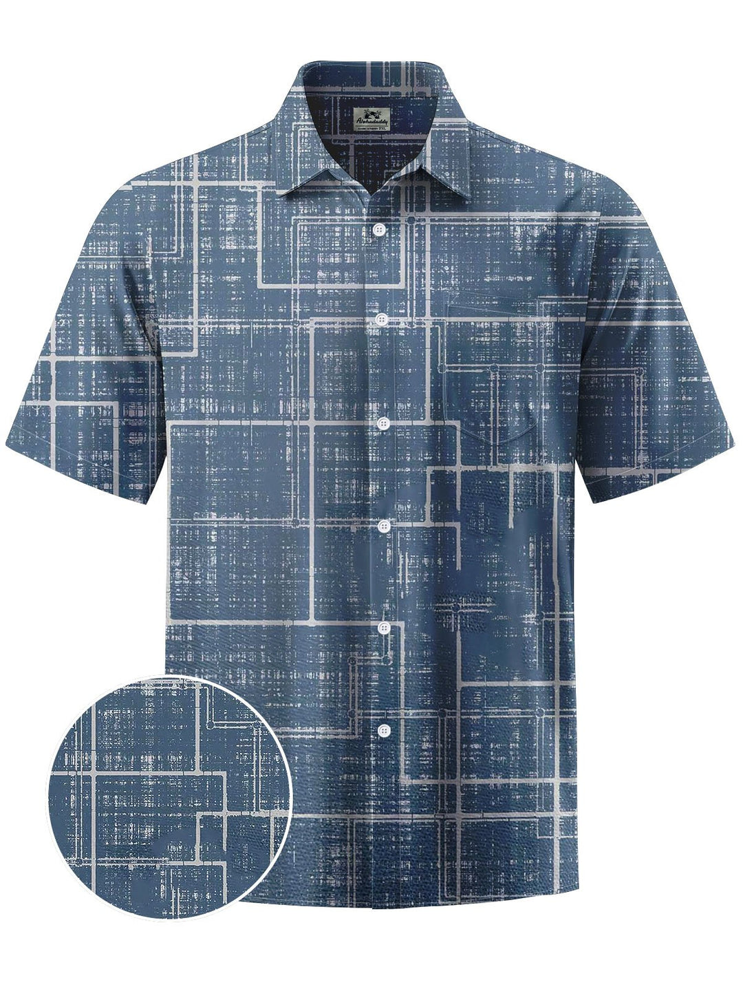 Alohadaddy® Vintage Plaid Print Chest Pocket Men&