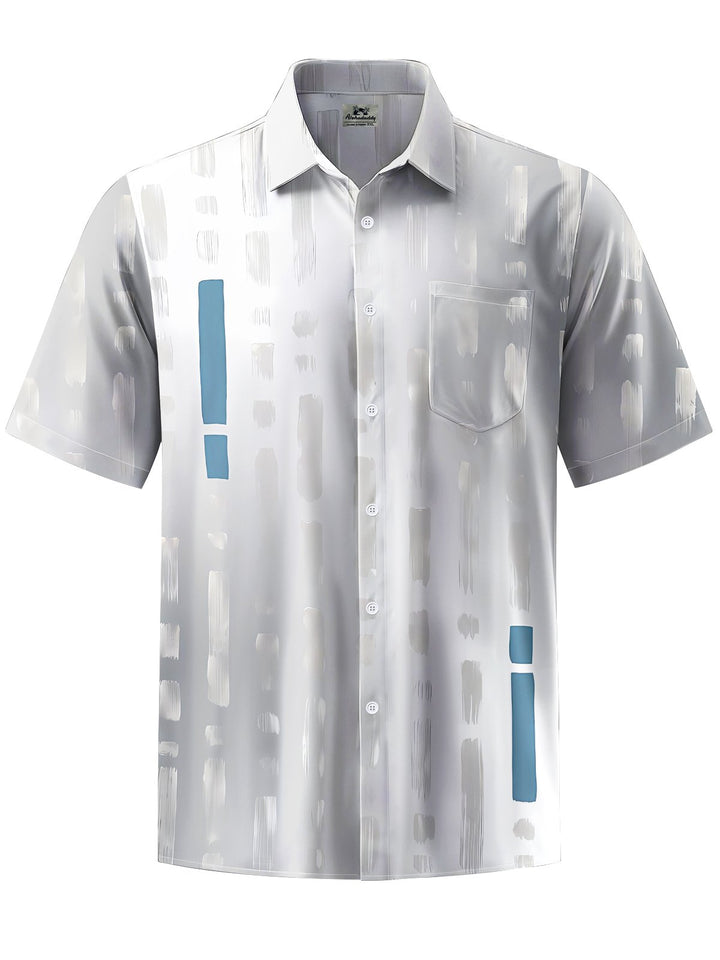 Alohadaddy® Casual Stripe Striped Art Print Chest Pocket Mens Short Sleeve Shirt Big &amp; Tall