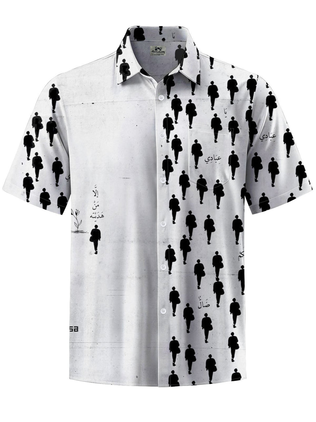 Alohadaddy® Casual Asymmetric Crowd Art Print Mens Moisture Wicking Short Sleeve Shirt Big &amp; Tall