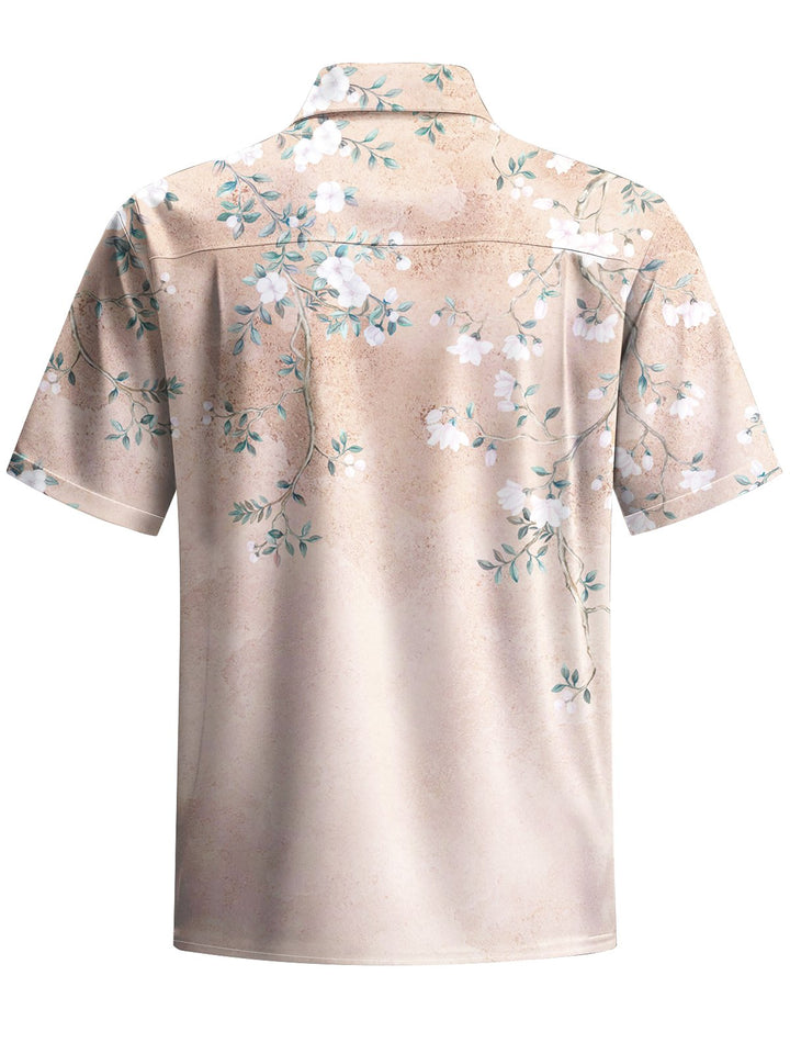 Alohadaddy® Hawaiian Flowers Art Print Chest Pocket Mens Short Sleeve Shirt Big &amp; Tall