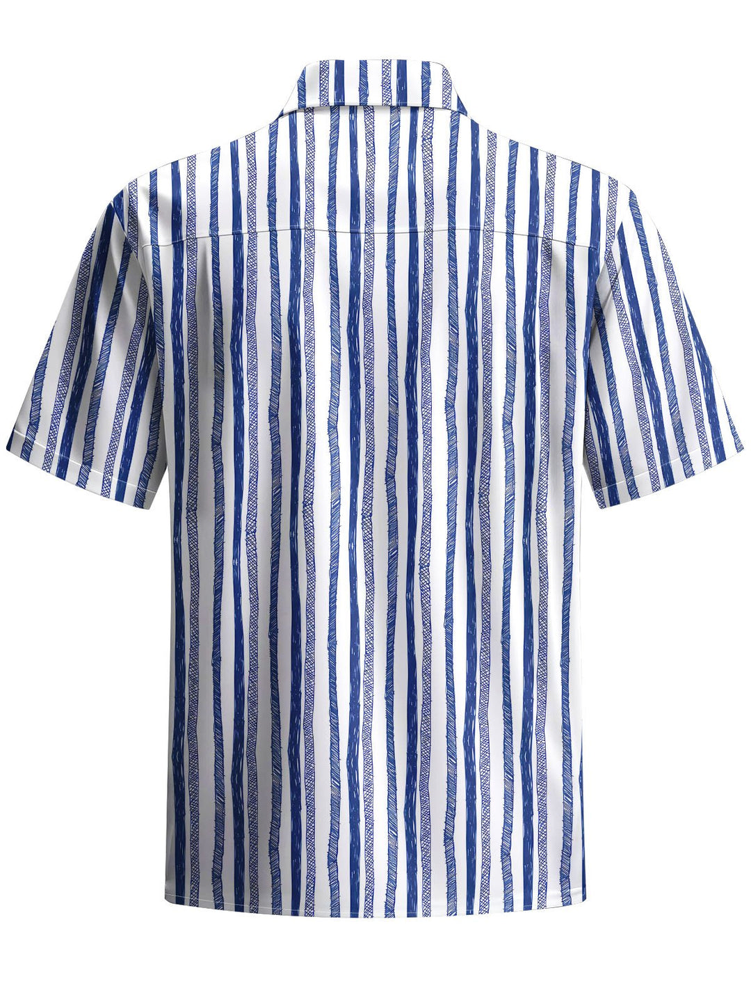 Alohadaddy® Casual Stripes Art Print Chest Pocket Mens Wicking Short Sleeve Shirt Big &amp; Tall
