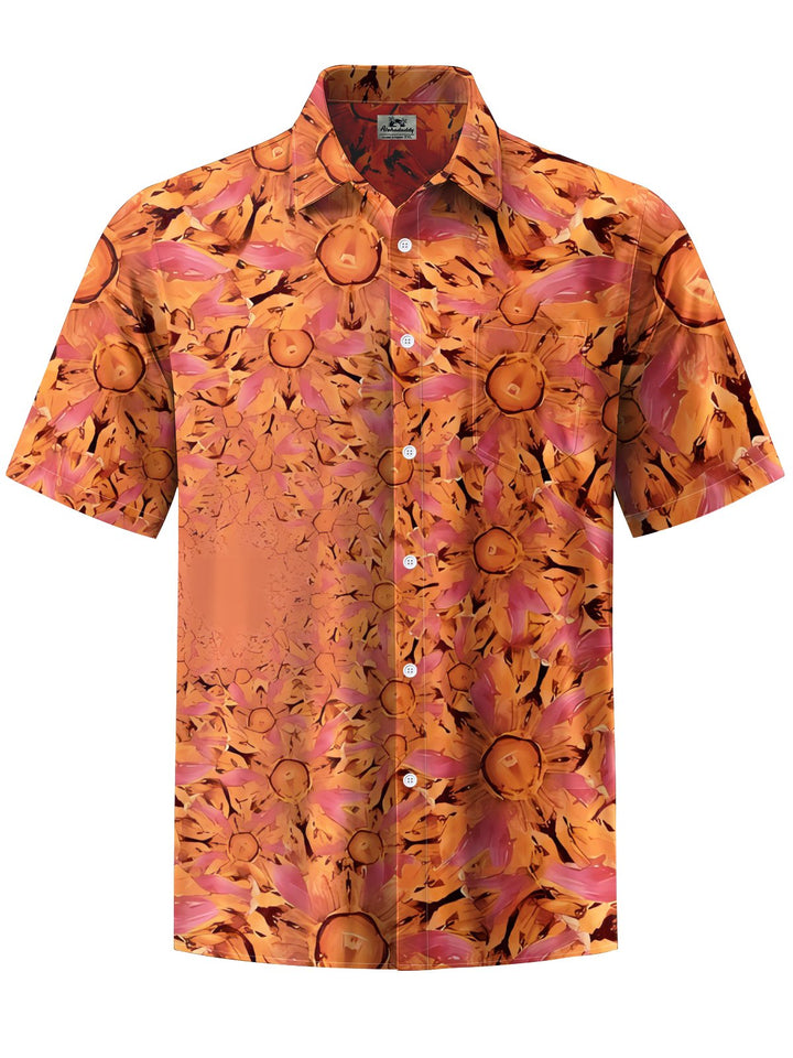 Alohadaddy® Vintage Floral Art Print Chest Pocket Men&