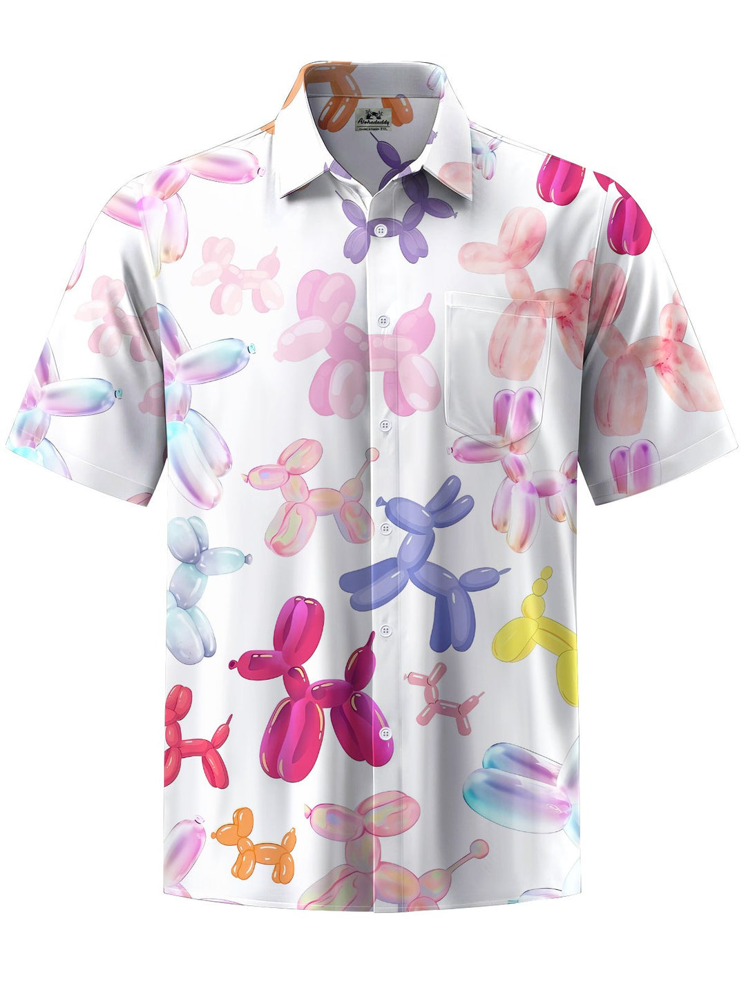 Alohadaddy® Hawaiian balloon fun print art chest pocket men&