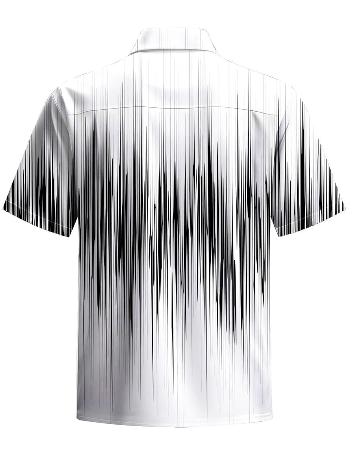 Alohadaddy® Casual Stripe Art Print Chest Pocket Men&
