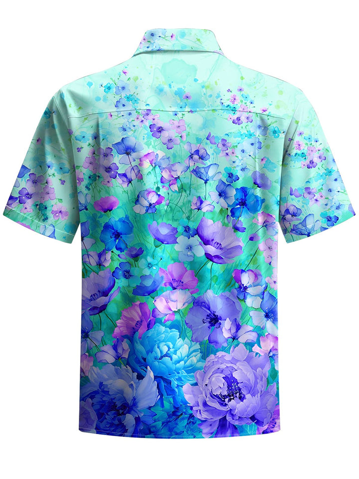 Alohadaddy® Hawaiian Floral Art Print Chest Pocket Men&