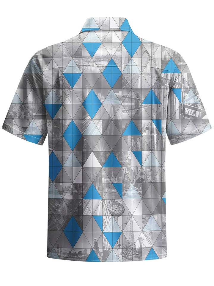 Alohadaddy® Casual Geometric Diamond Art Print Chest Pocket Men&