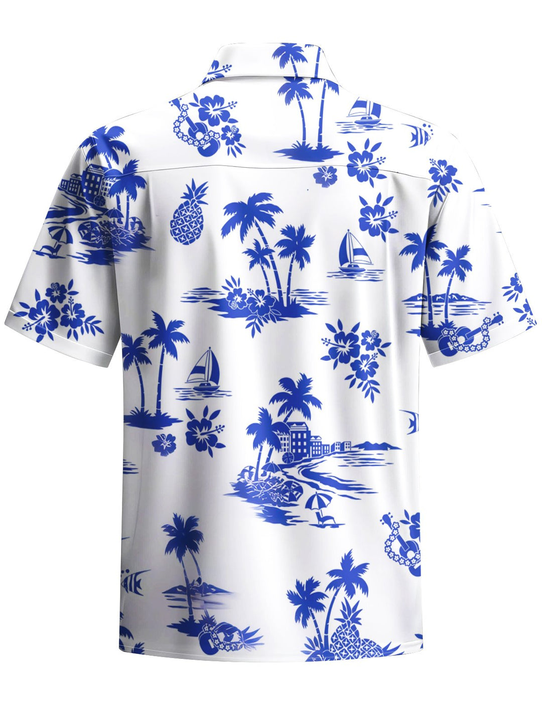 Alohadaddy® Hawaiian Coconut Tree Vacation Art Print with Chest Pocket for Men&