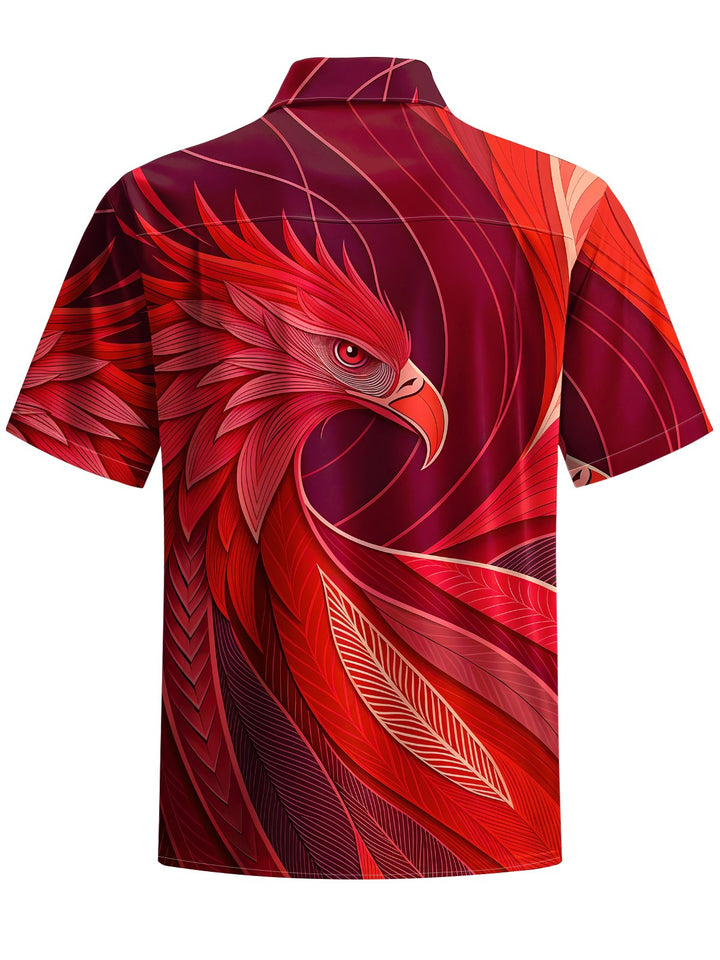 Alohadaddy® Casual Phoenix Art Print Chest Pocket Men&