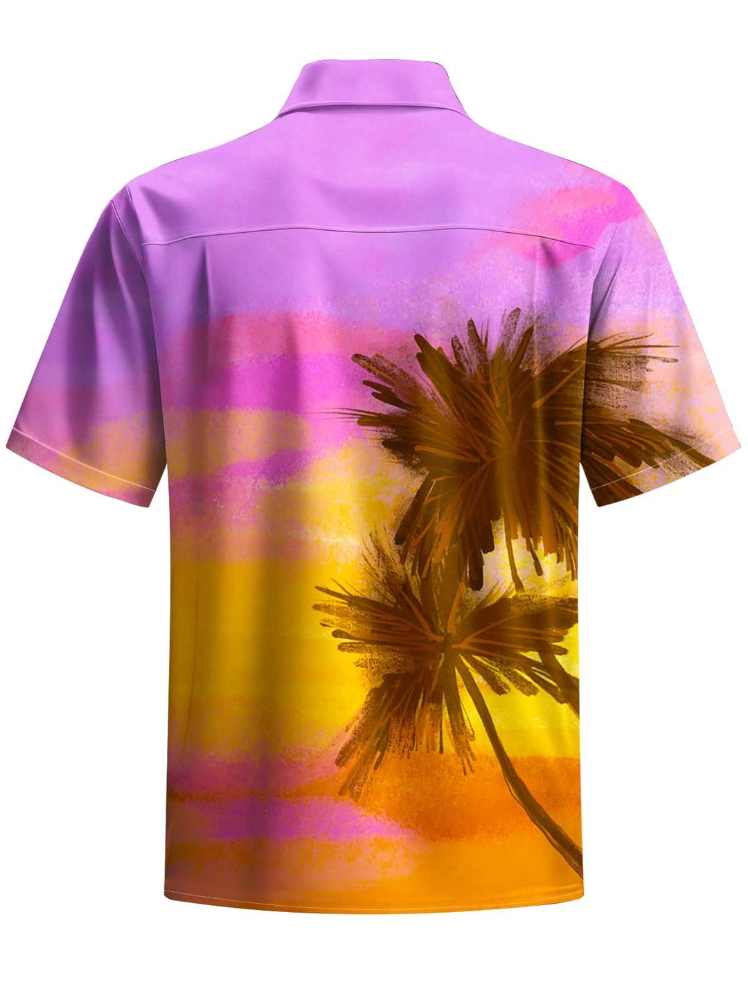 Alohadaddy® Hawaiian Coconut Tree Art Print Chest Pocket Stretch Men&