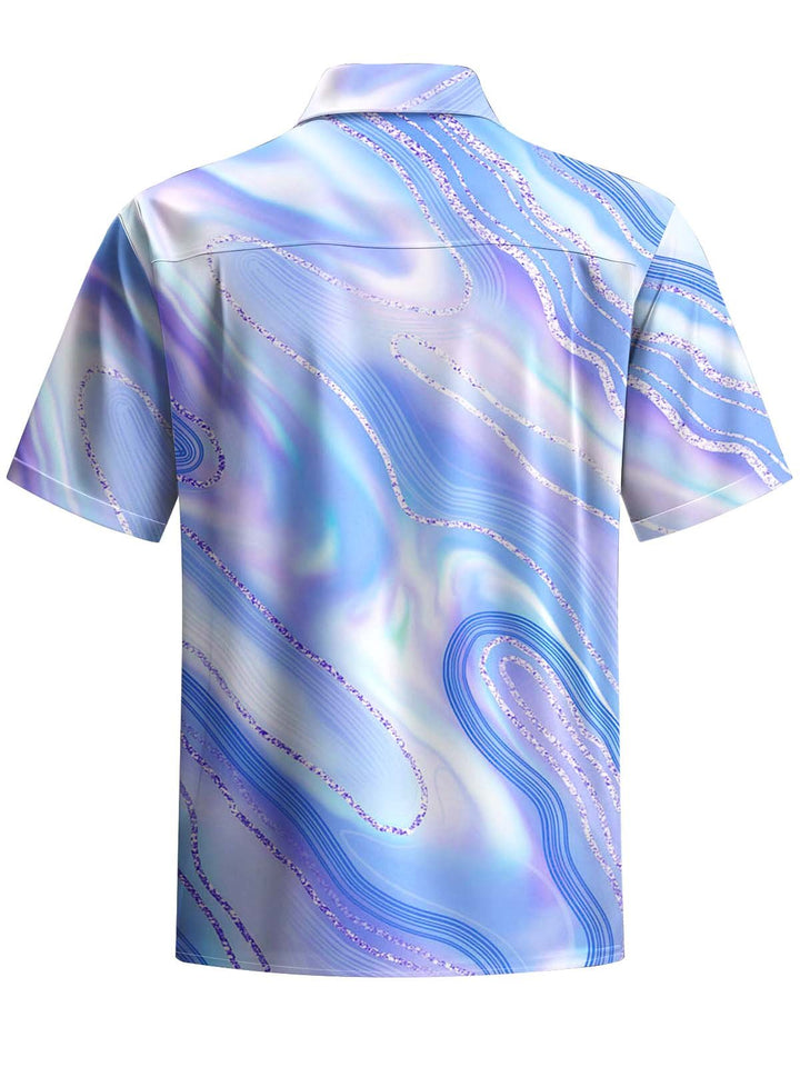 Alohadaddy® Casual Abstract Art Print Chest Pocket Stretch Men&