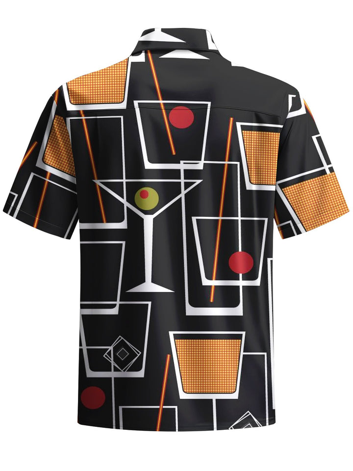 Alohadaddy® Casual Cocktail Geometric Print Stretch Pocket Button Men&