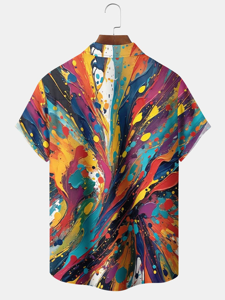 Alohadaddy® Retro Abstract Painting Print Pocket Elastic Button Men&