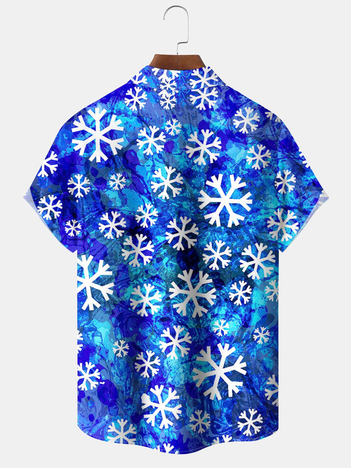 Alohadaddy® Christmas Snowflake Print Pocket Elastic Button Men&