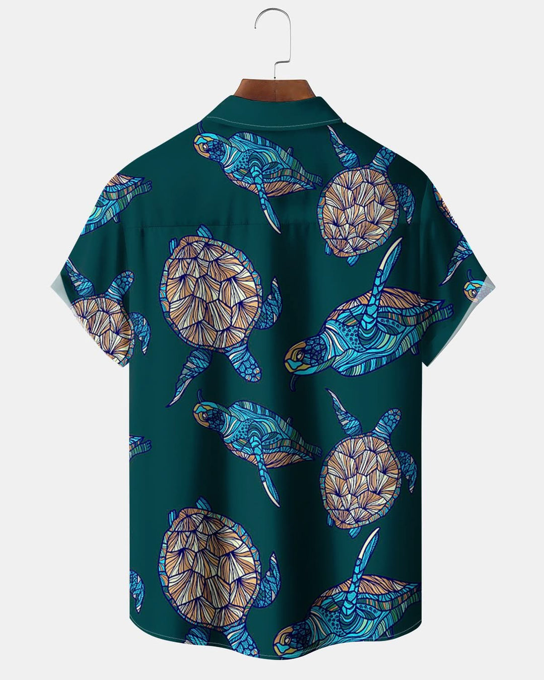 Alohadaddy® Vintage Turtle Print Art Pocket Button Stretch Men&
