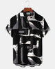 Alohadaddy® Casual Geometric Print Art Pocket Elastic Button Men's Short Sleeve Shirt Big & Tall