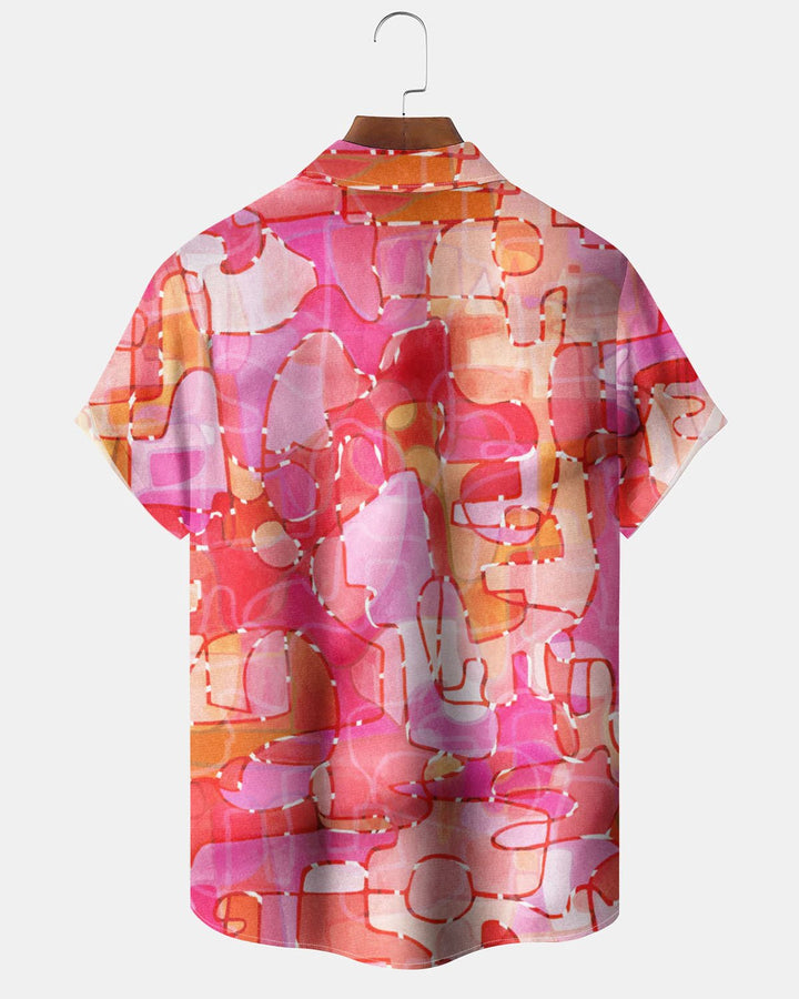 Alohadaddy® Hawaiian Geometric Print Art Pocket Button Cardigan Men&